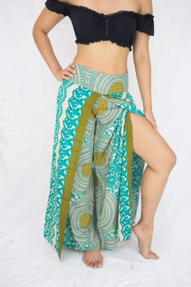 Wrap pants Boho beach pants hippie pants Vacation Open Leg Pants Bohemian wrap around pants