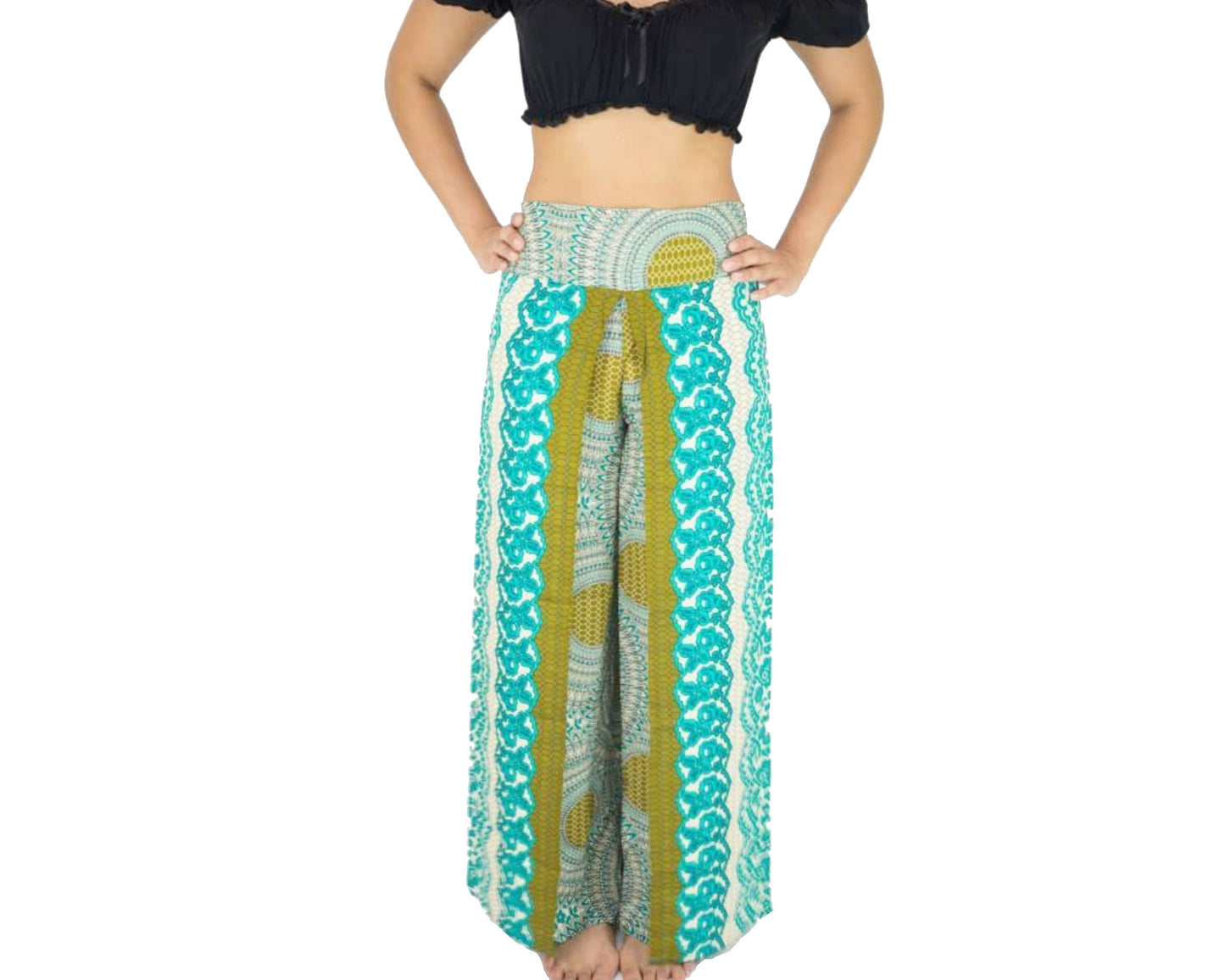 Wrap pants Boho beach pants hippie pants Vacation Open Leg Pants Bohemian wrap around pants