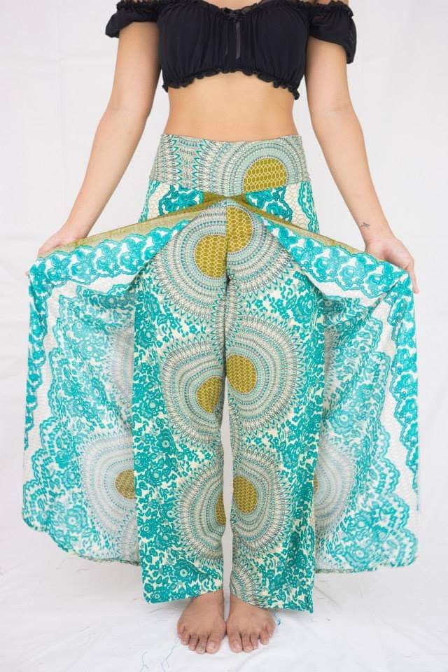 Wrap pants Boho beach pants hippie pants Vacation Open Leg Pants Bohemian wrap around pants