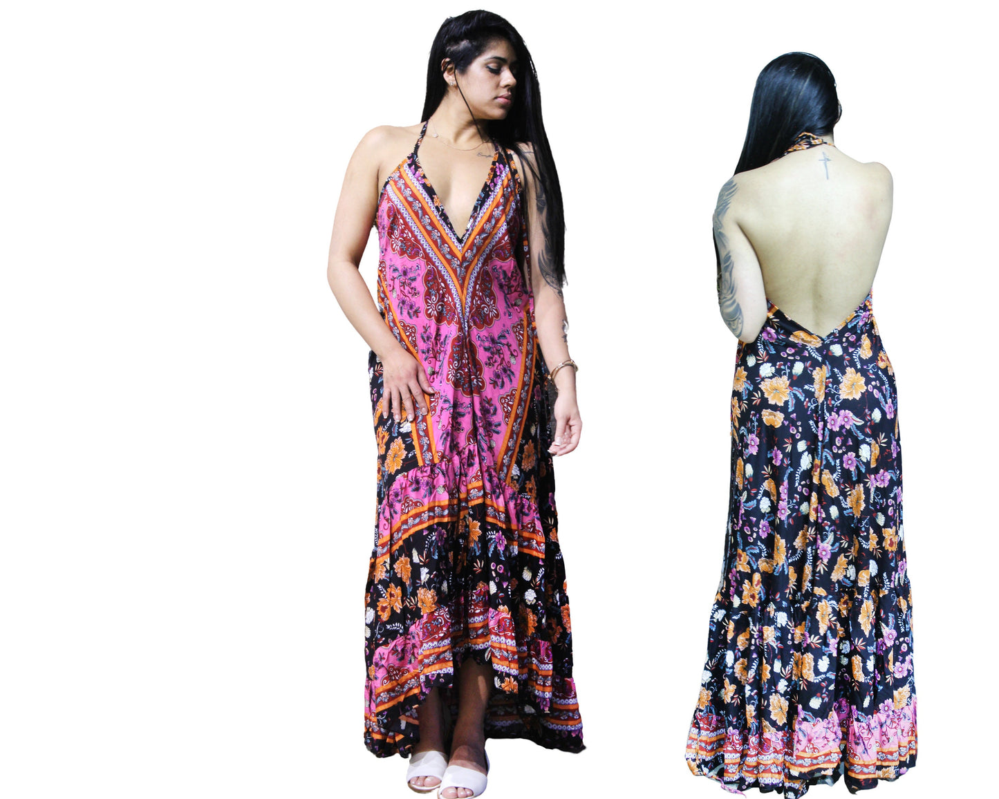 Boho Ruffle dress/High Low Dress/Festival Clothing/Women Ruffle dress/boho ruffle/bohemian dress/maxi boho dress/Low back Boho Dress/