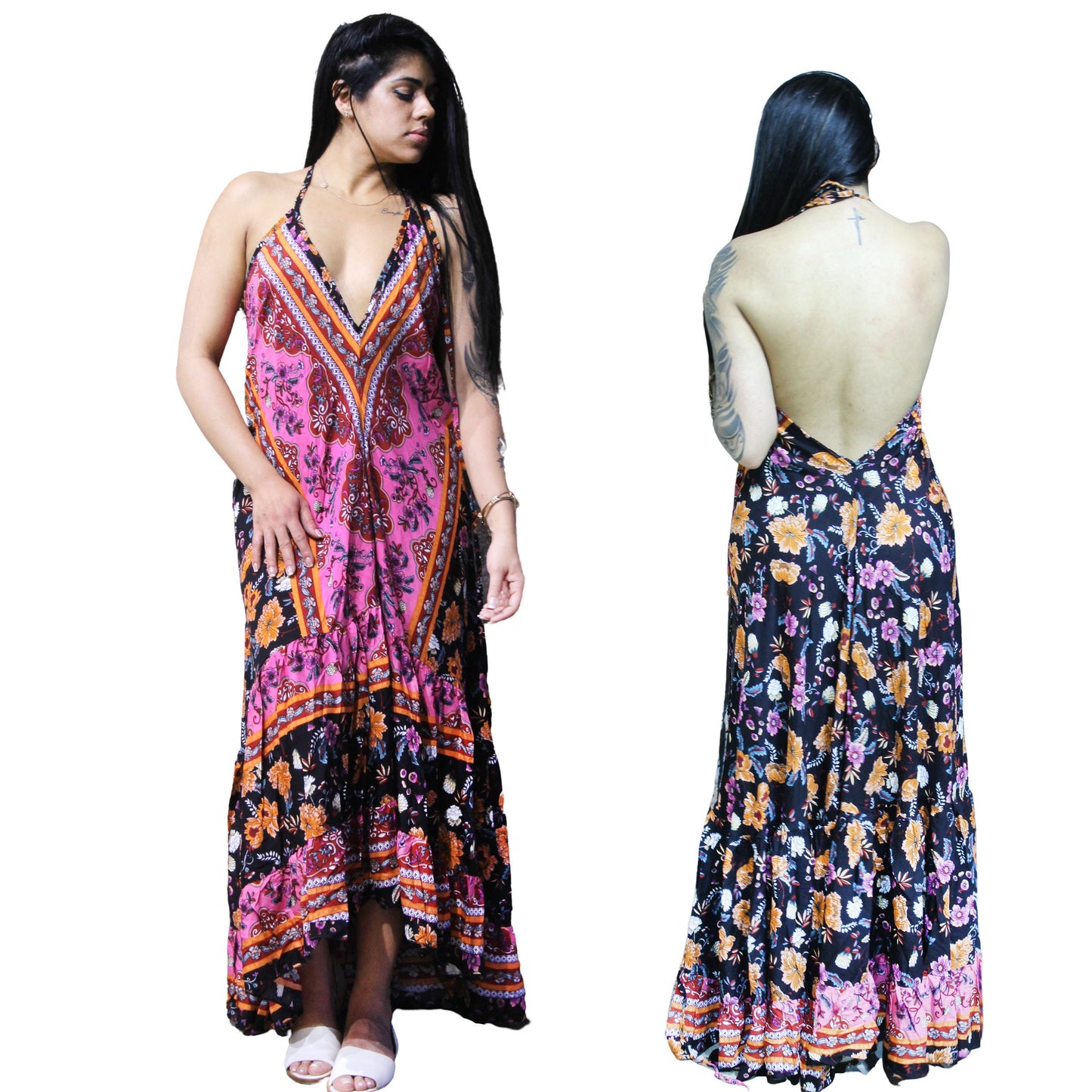 Boho Ruffle dress/High Low Dress/Festival Clothing/Women Ruffle dress/boho ruffle/bohemian dress/maxi boho dress/Low back Boho Dress/