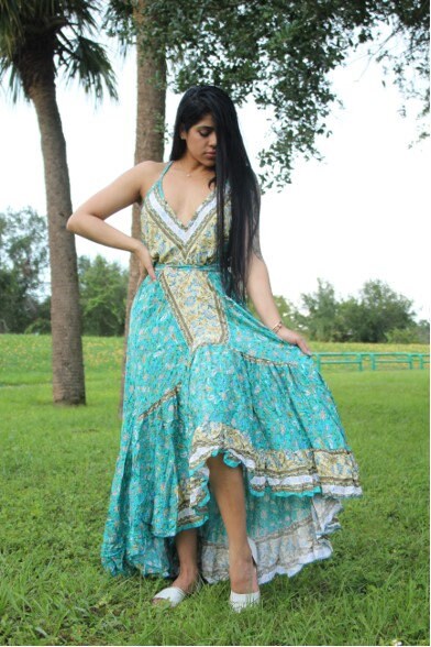 High Low Ruffle Dress/Hippie Maxi Dress/Festival Clothing/Women Ruffle dress/boho ruffle/bohemian dress/maxi boho dress/Low back Boho Dress
