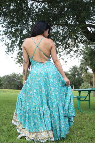 High Low Ruffle Dress/Hippie Maxi Dress/Festival Clothing/Women Ruffle dress/boho ruffle/bohemian dress/maxi boho dress/Low back Boho Dress