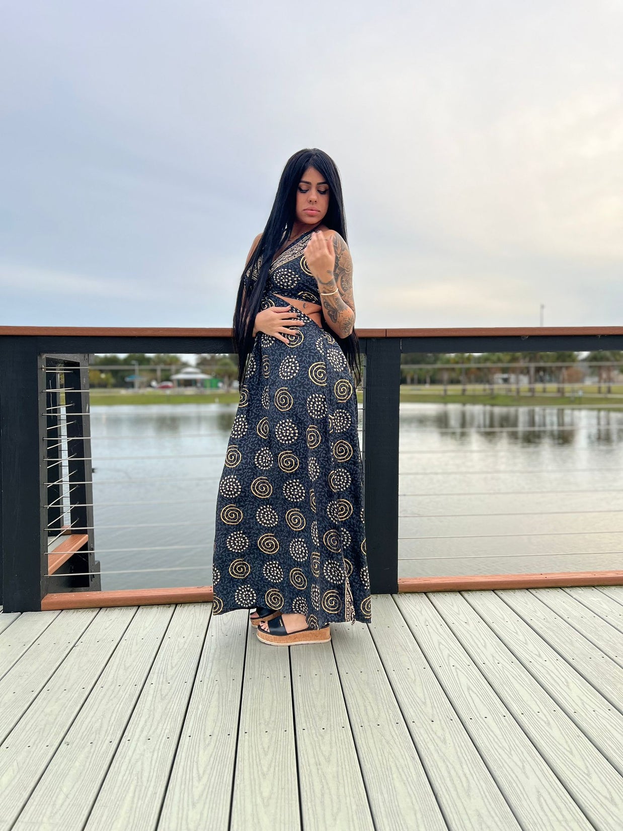 Cut Out Boho Dress W/pockets