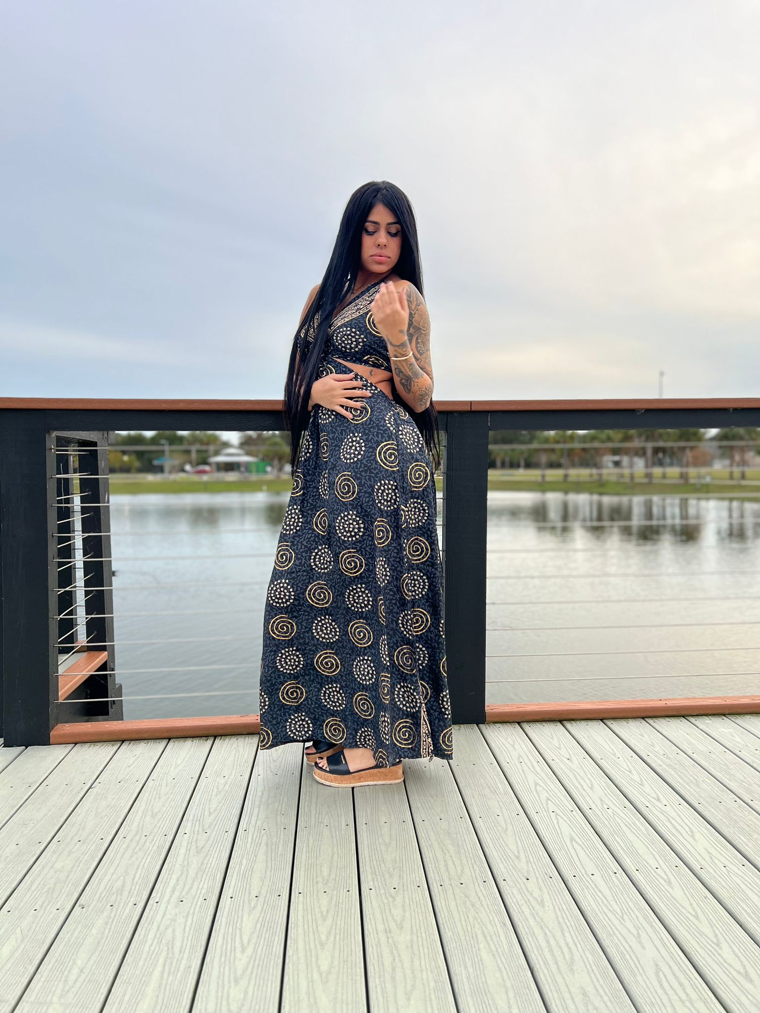 Cut Out Boho Dress W/pockets