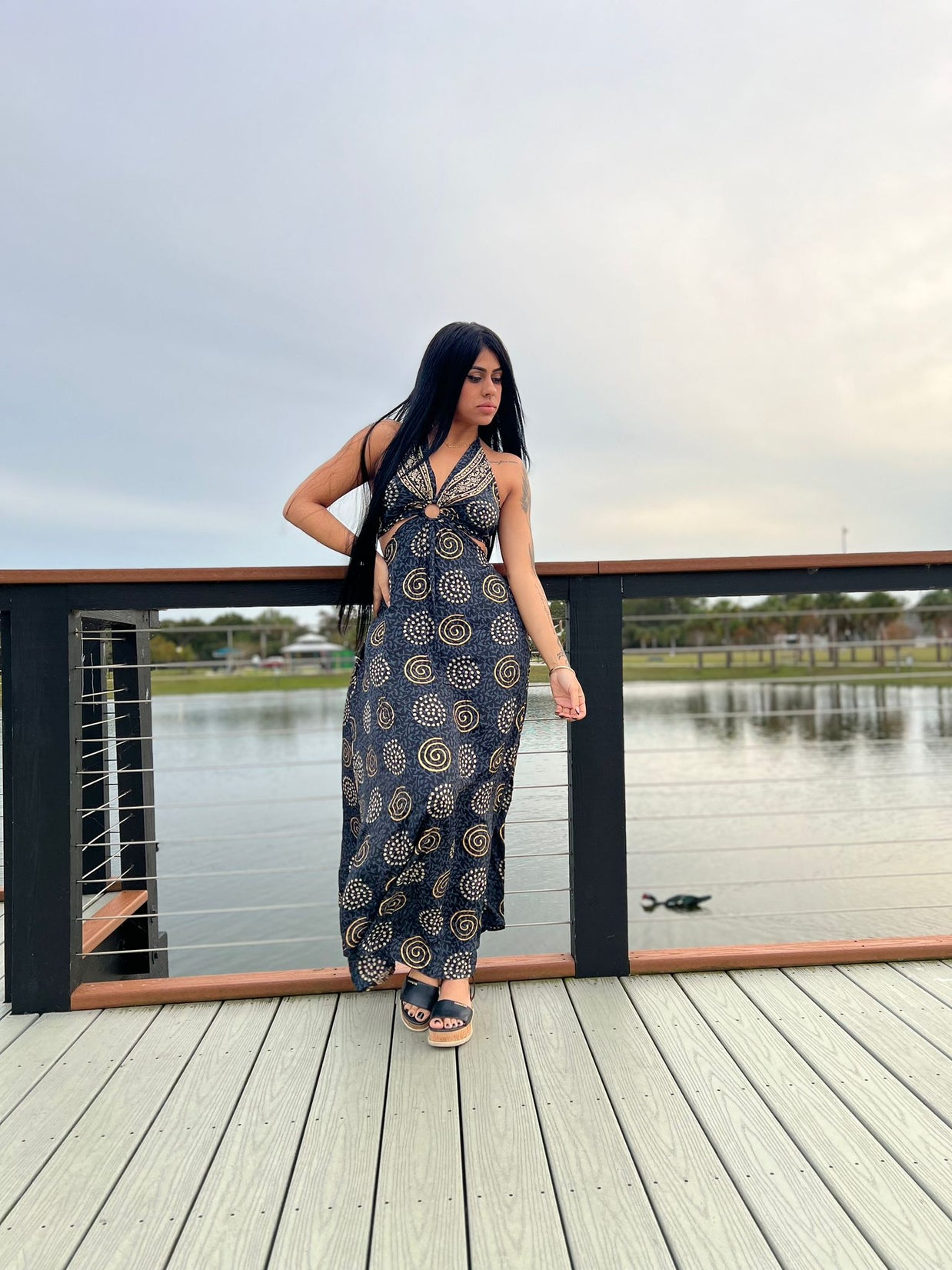 Cut Out Boho Dress W/pockets