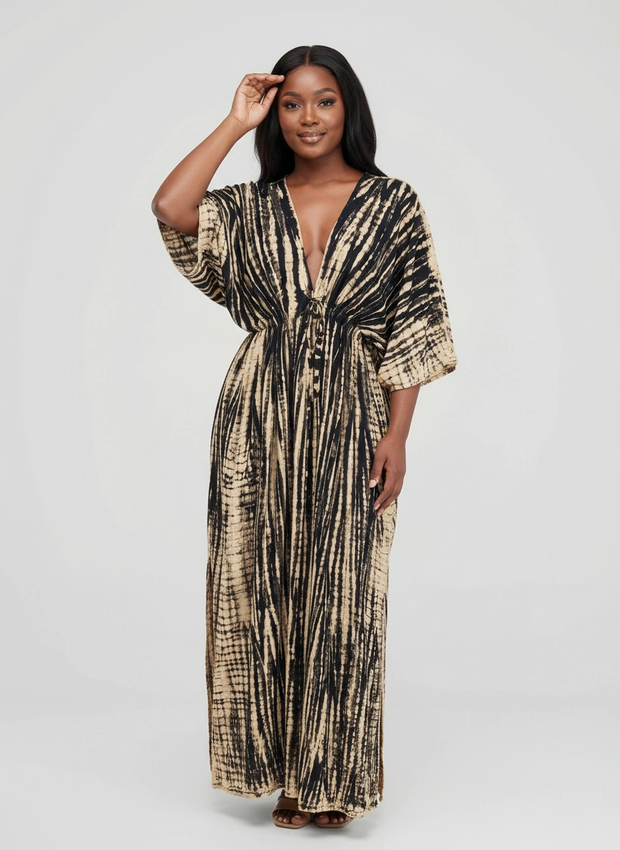 Black & Sand Boho Kaftan