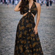 Black Halter Cut-Out Maxi Dress
