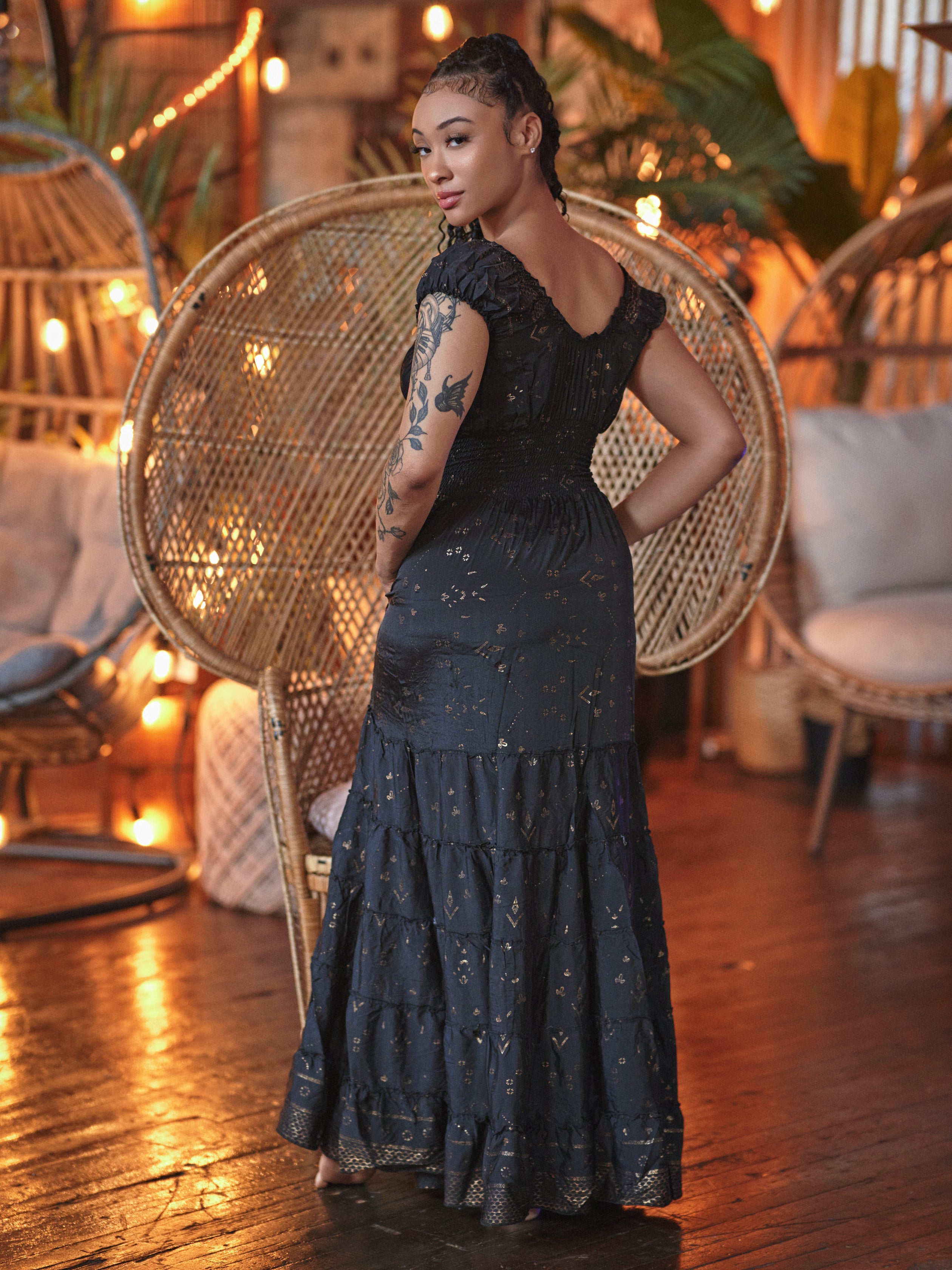 Maxi Gypsy Dress W/Pockets Foutaz Maxi Gypsy Dress W/Pockets Foutaz