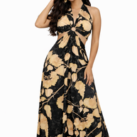 Floral Halter Cut-Out Maxi Dress