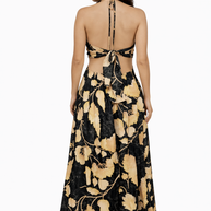 Floral Halter Cut-Out Maxi Dress