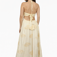 Off WHite Halter Cut-Out Maxi Dress