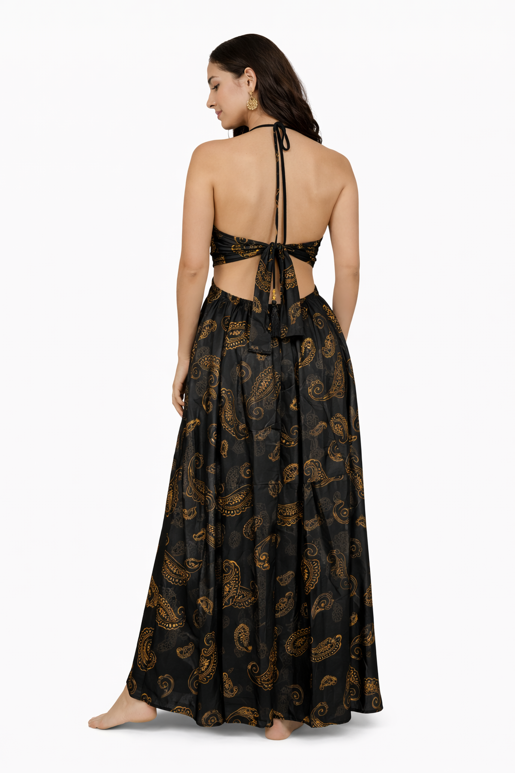 Black Halter Cut-Out Maxi Dress
