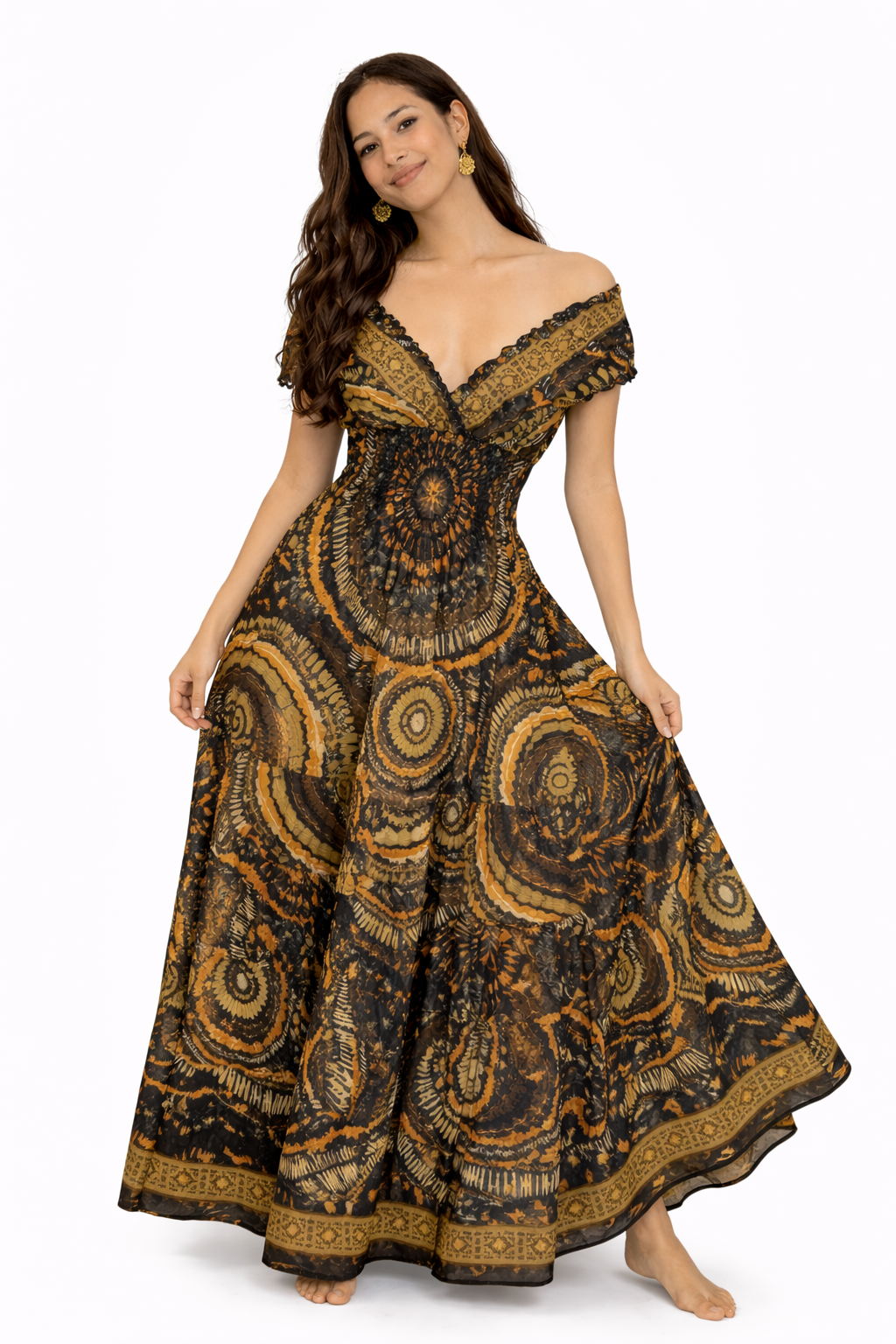 Boho Maxi Dress – Off-Shoulder Flowy Summer Dress