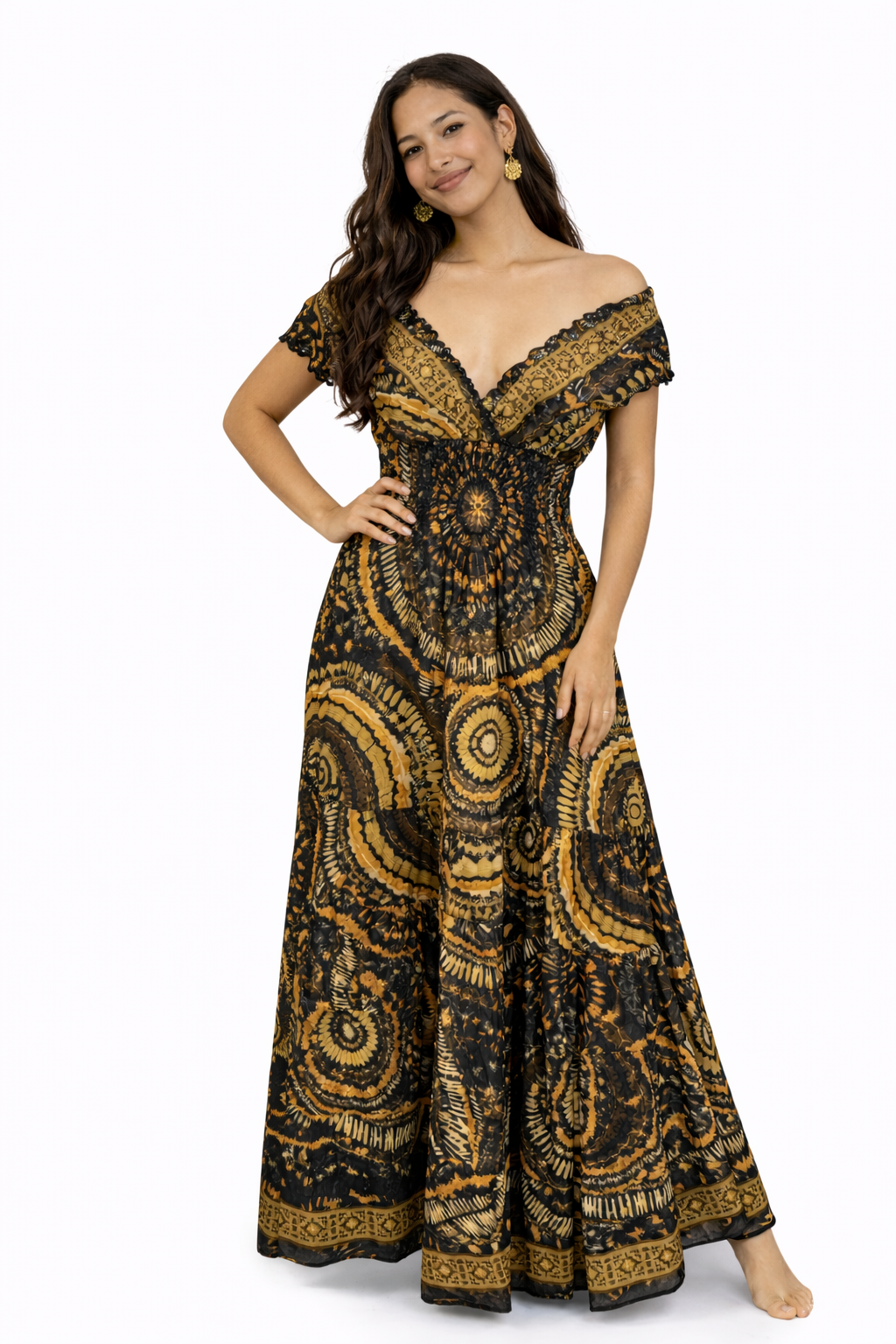 Boho Maxi Dress – Off-Shoulder Flowy Summer Dress