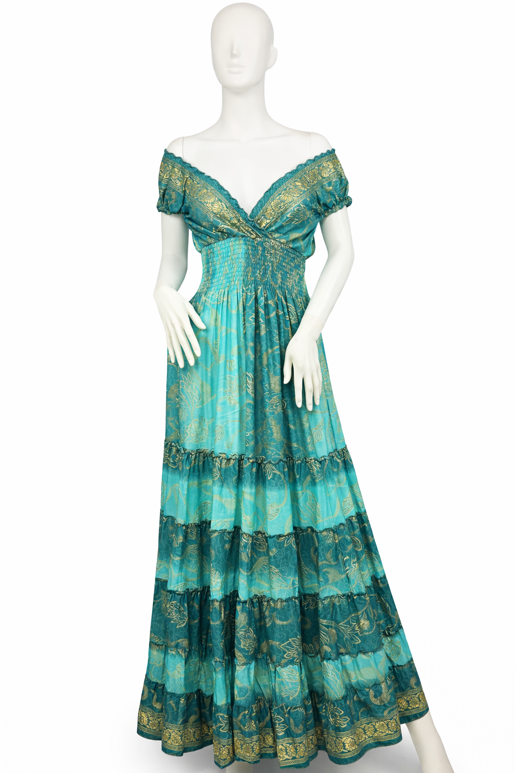 Boho Maxi Dress – Off-Shoulder Flowy Summer Dress