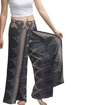 Black Brown Pants-Skirt Thai Hippie Pants Boho Pants Thai Pants Bohemian wrap pants Women Festival Pants Free Shipping Wrap Yoga Pants