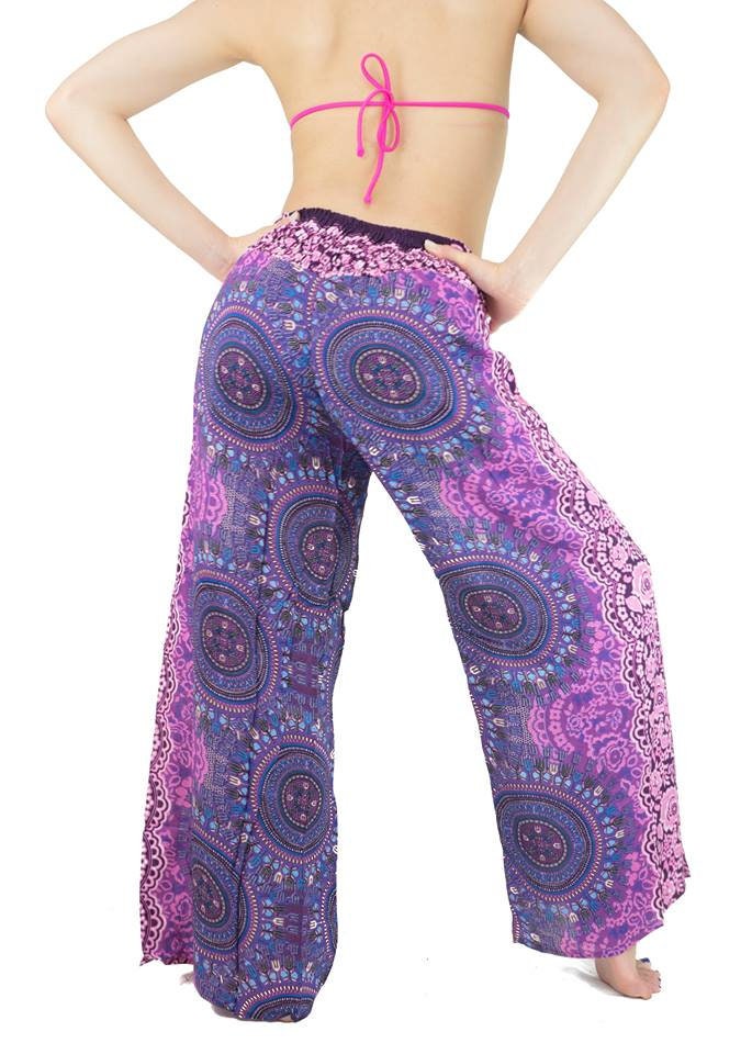Wrap pants Boho beach pants hippie pants Vacation Open Leg Pants Bohemian wrap around pants with elastic in the back