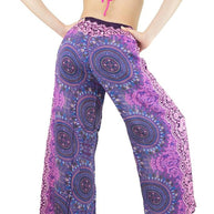 Wrap pants Boho beach pants hippie pants Vacation Open Leg Pants Bohemian wrap around pants with elastic in the back