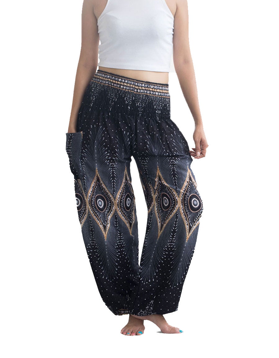 Women harem pants,Yoga boho pants,Hippie boho pants,Tribal harem trousers,Thai harem pants,Peacock harem pants,Yoga pants women