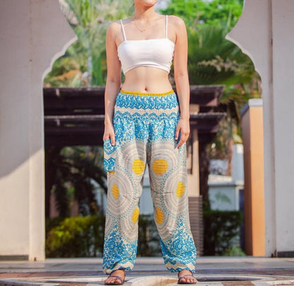 Wide leg Pants/Hippy Pants/Beach Bohemian Pants/Women's Thai Harem Pants/Yoga Harem Pants/Gypsy Pants/High Waist pants/Hippie Pants