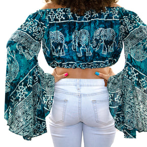 Boho Long Sleeve Crop Top| bohemian Crop Top for Women,Belly Dance  Crop Top Blouse,festival boho clothing,Festival crop top