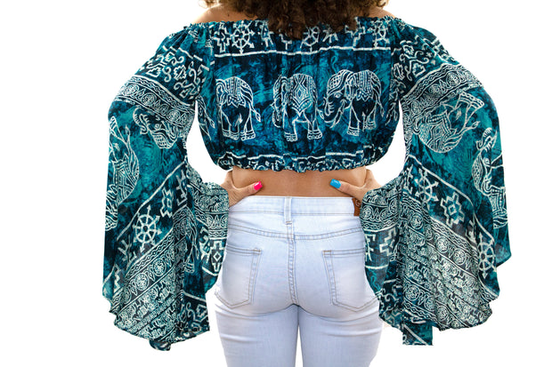 Boho Long Sleeve Crop Top| bohemian Crop Top for Women,Belly Dance  Crop Top Blouse,festival boho clothing,Festival crop top