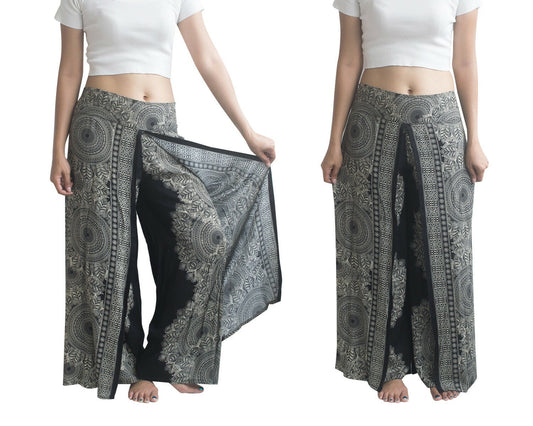 Slit Pants Wrap pants Boho Beach pants Hippie Flare pants Vacation pants Open Leg Pants Bohemian Wrap Around pants Palazzo Trousers