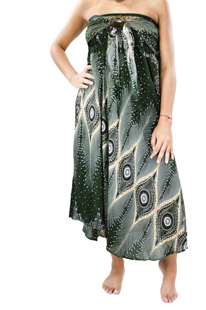 MAXI BOHO SKIRT Green Women Bohemian Clothing