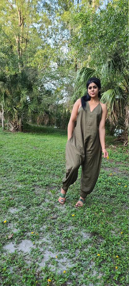 Boho Romper size S/M, Bohemian clothing,Jumpsuit,Festival romper,boho clothing,Hippie romper, Comfy pants,Green Jumpsuit