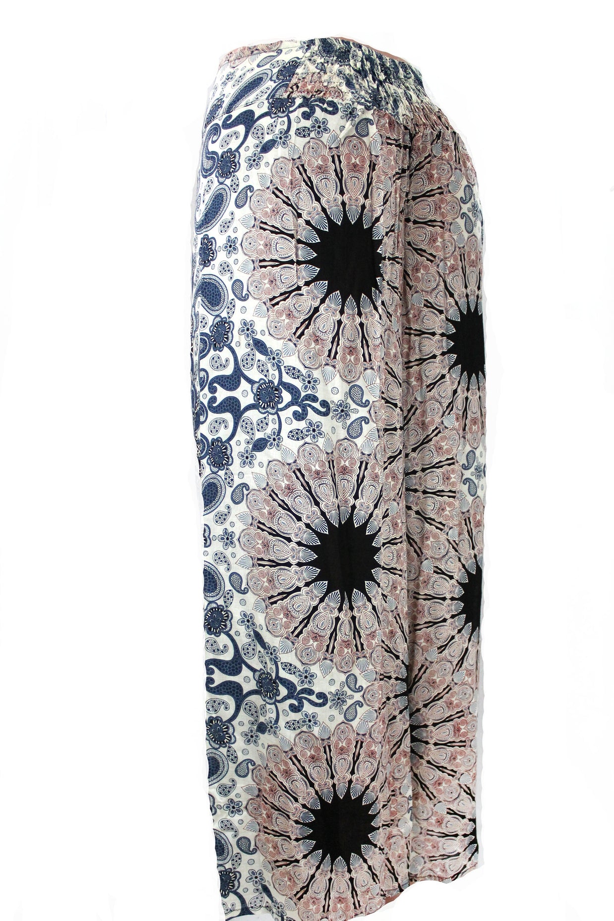 Yoga pants, hippie clothes, bohemian pants, wrap beach red and white, vacation open leg pants, womens palazzo slit wide leg casual beach