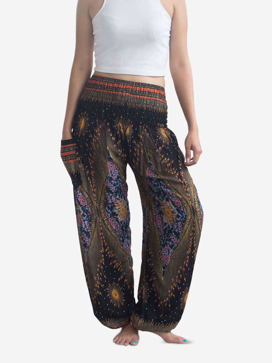 Harem Pants, Yoga boho pants, Hippie bohemian pants, Tribal harem trousers, Thai harem pants, Peacock harem pants, Yoga pants women