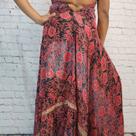 Red Boho Dress Women, Bohemian Low Back Casual Maxi Dress, Long Tiered Flowy Versatile Dress, Summer Party Festival Clothes, Gypsy