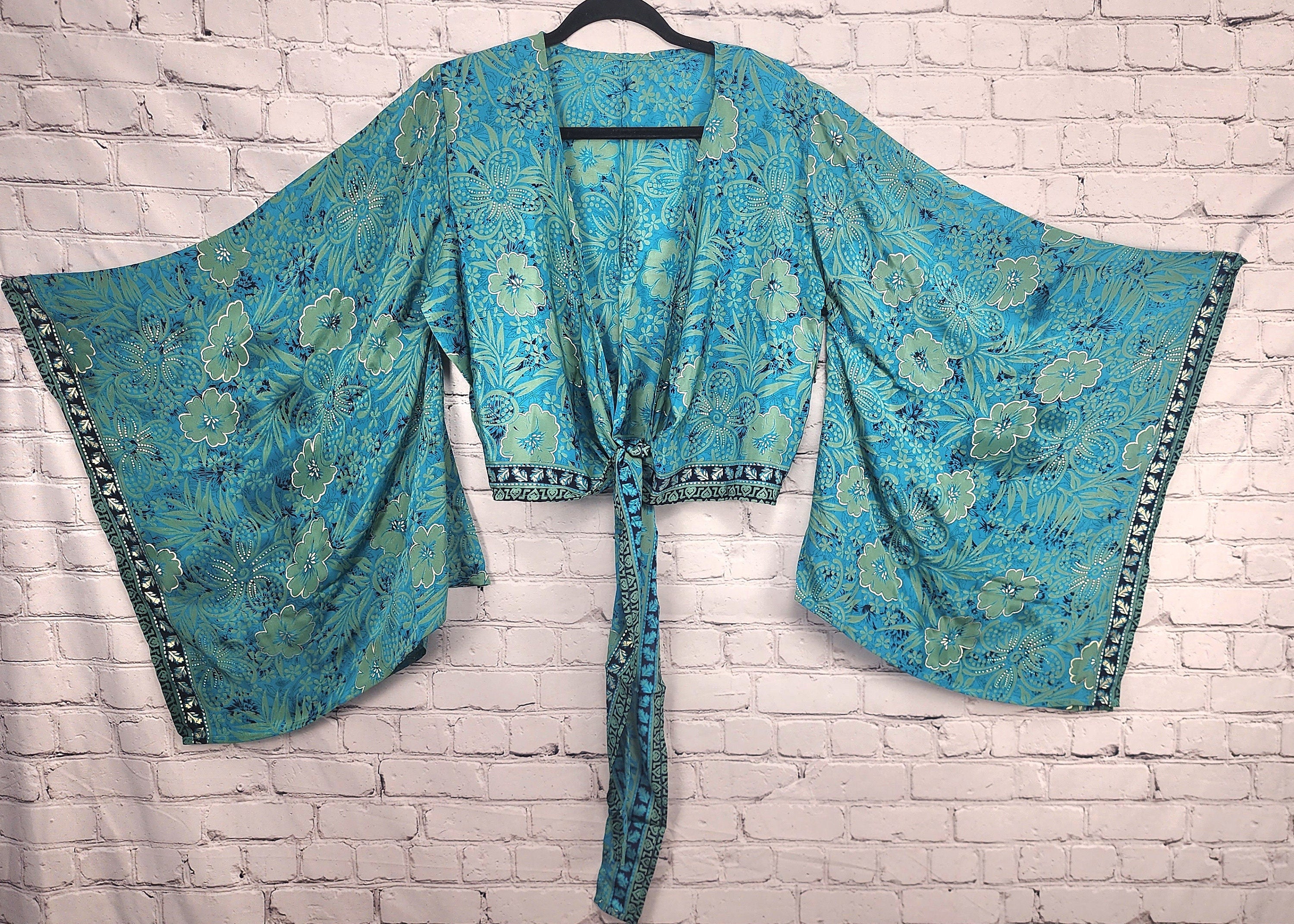 70's Boho Wrap Crop Top/Bell Sleeve Crop Top/Tie front bell sleeve top/festival crop top/front tie front or back crop/Beach top/ Party Top