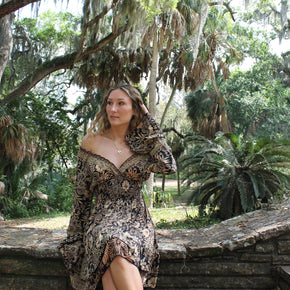 Long Sleeve Boho Short Dress