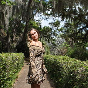 Long Sleeve Boho Short Dress