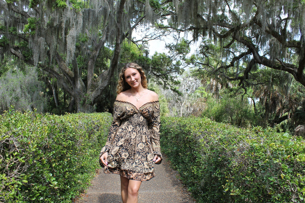 Long Sleeve Boho Short Dress