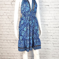 Blue Short dress, beach dress, Vacation wear.