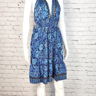 Blue Short dress, beach dress, Vacation wear.