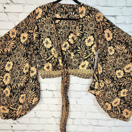 Boho Wrap Crop Top/Bell Sleeve Crop Top/Tie front bell sleeve top/festival crop top/front tie front or back crop/Beach top/ Party Top