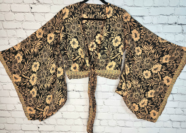 Boho Wrap Crop Top/Bell Sleeve Crop Top/Tie front bell sleeve top/festival crop top/front tie front or back crop/Beach top/ Party Top