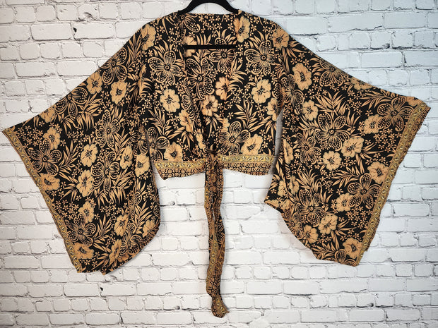 Boho Wrap Crop Top/Bell Sleeve Crop Top/Tie front bell sleeve top/festival crop top/front tie front or back crop/Beach top/ Party Top