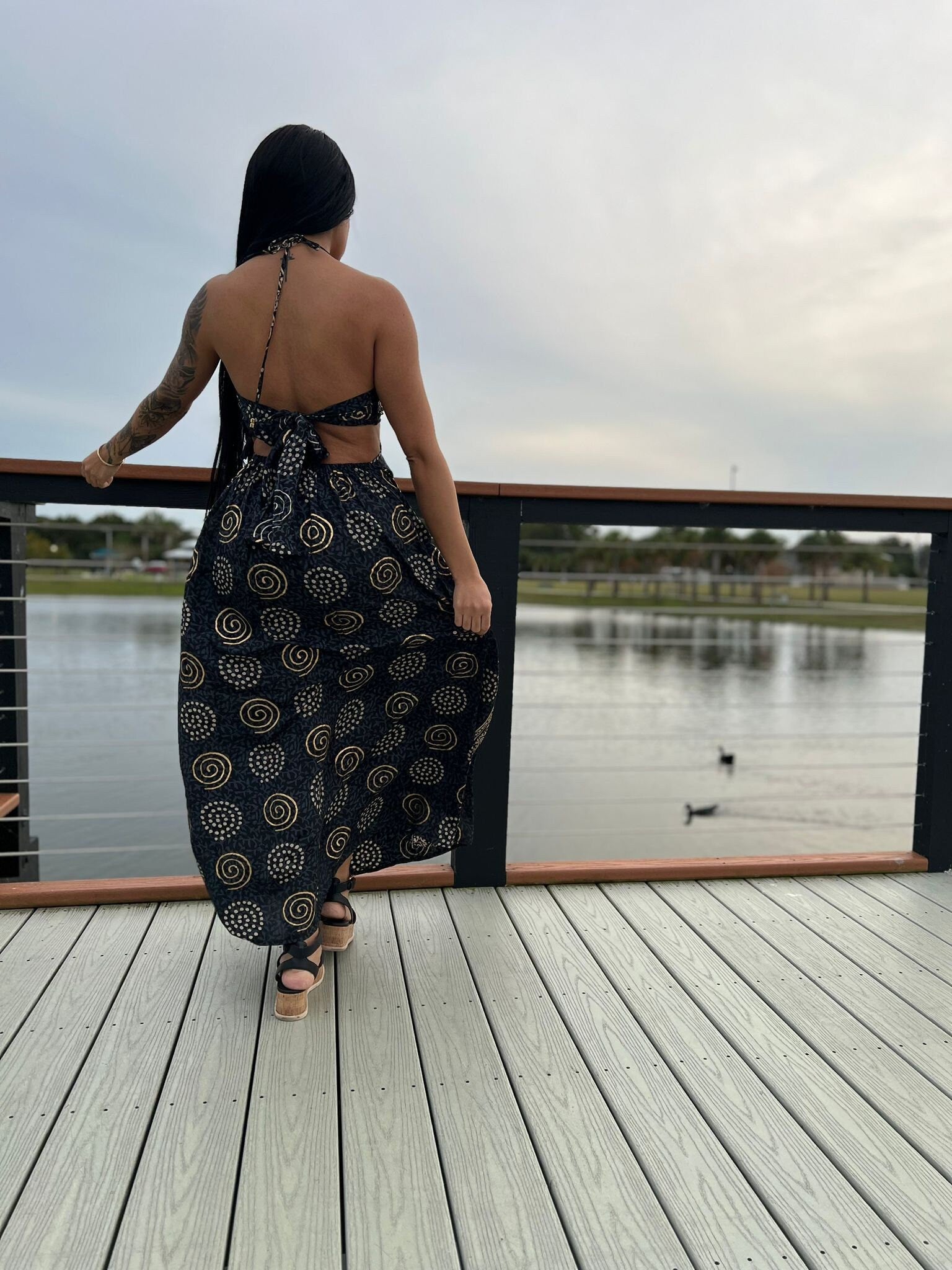 Black Boho dress/ Vacation dress/ Party dress