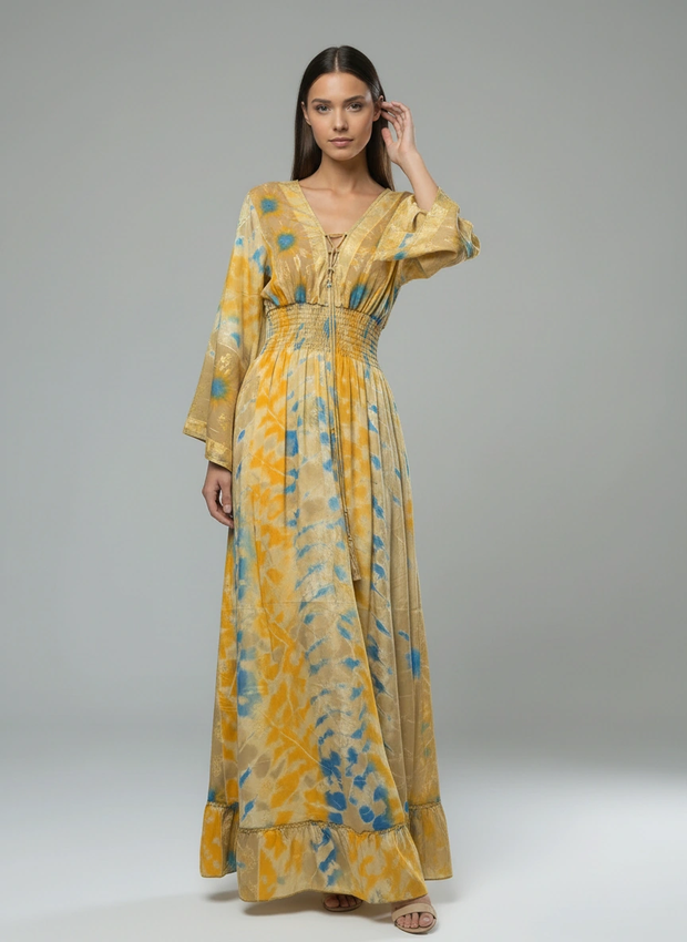 Flowy Kaftan with Smocked Wais