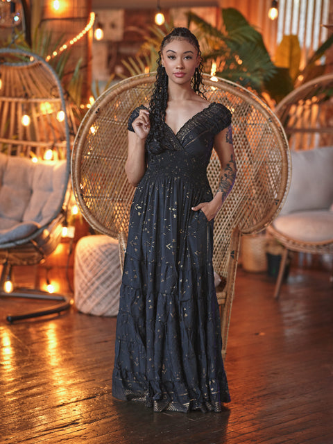 Maxi Gypsy Dress W/Pockets