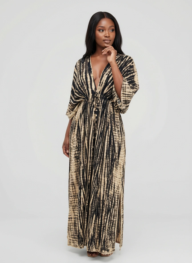Black & Sand Boho Kaftan