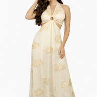 Off WHite Halter Cut-Out Maxi Dress