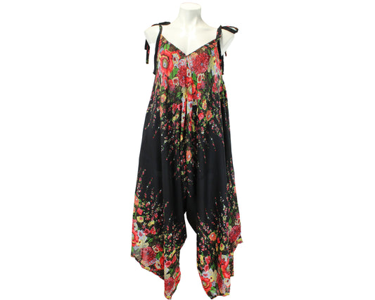 Harem Jumpsuit Floral hippie Wide Pants Jumpsuit, bohemian dress